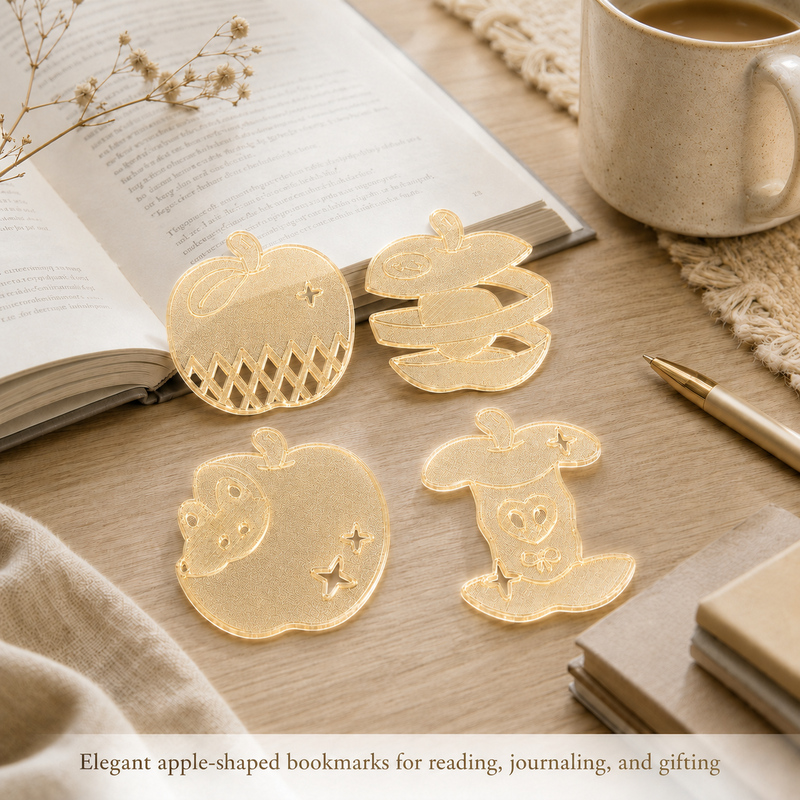 3D Printing Journal - 4Pcs/set Cute Apple Bookmarks Hollow 3D