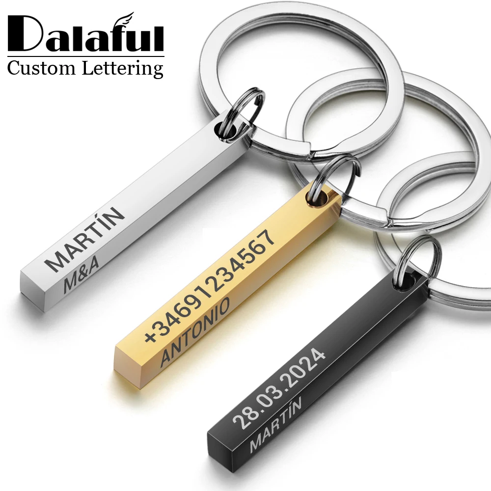 3D Printing Gold - Personalized 3D Bar Keychain Engrave Text