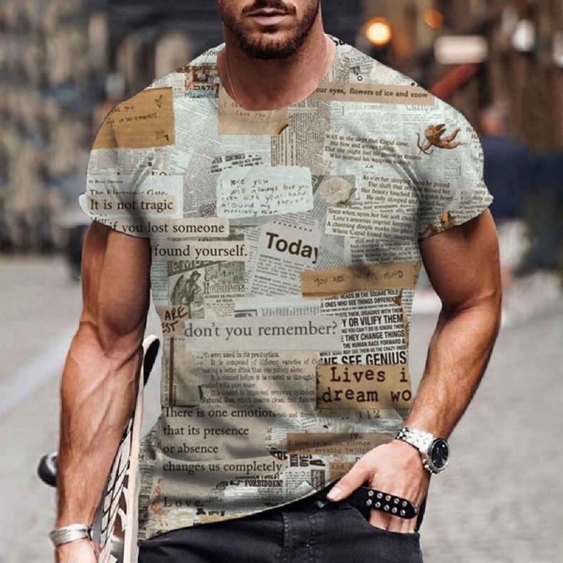 3D Printing Journal - Newspaper Journals Pattern T-Shirt For Men
