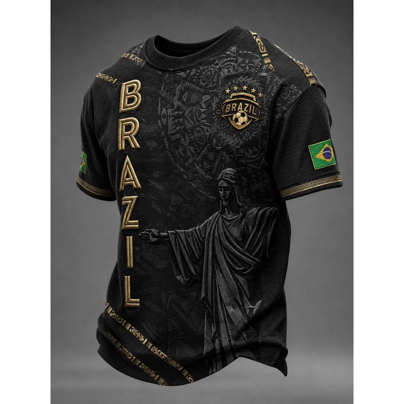 Black Brazil Street Style Tee  - 3D Printing Gold recension och pris