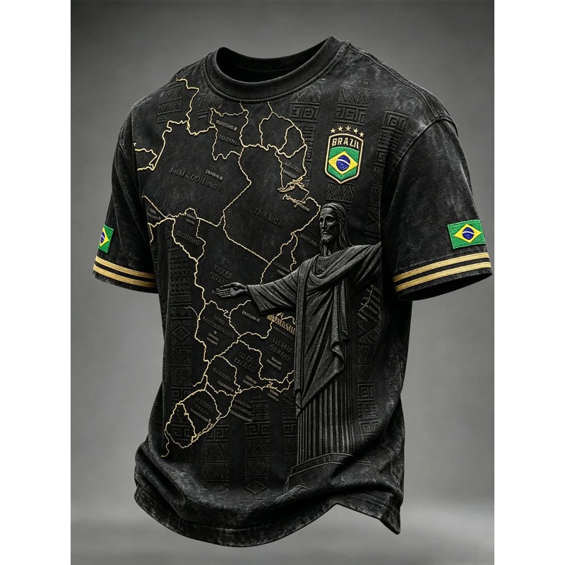 Black Brazil Street Style Tee  - 3D Printing Gold recension och pris
