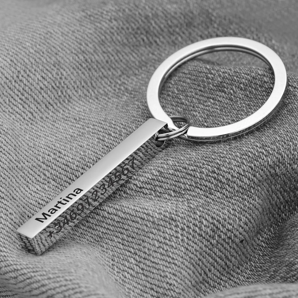Personalized 3D Bar Keychain E - 3D Printing Gold recension och pris