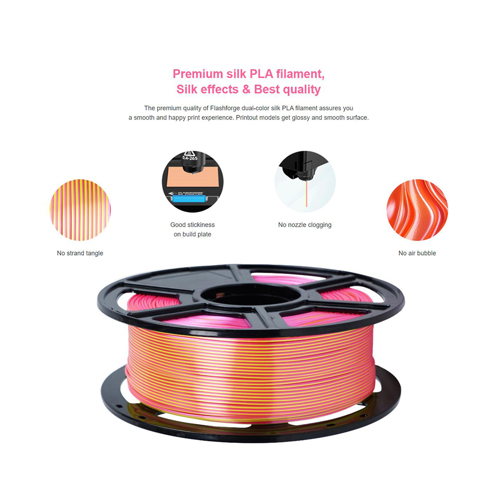 FLASHFORGE Dual Color Silk PLA - 3D Printing Output recension och pris